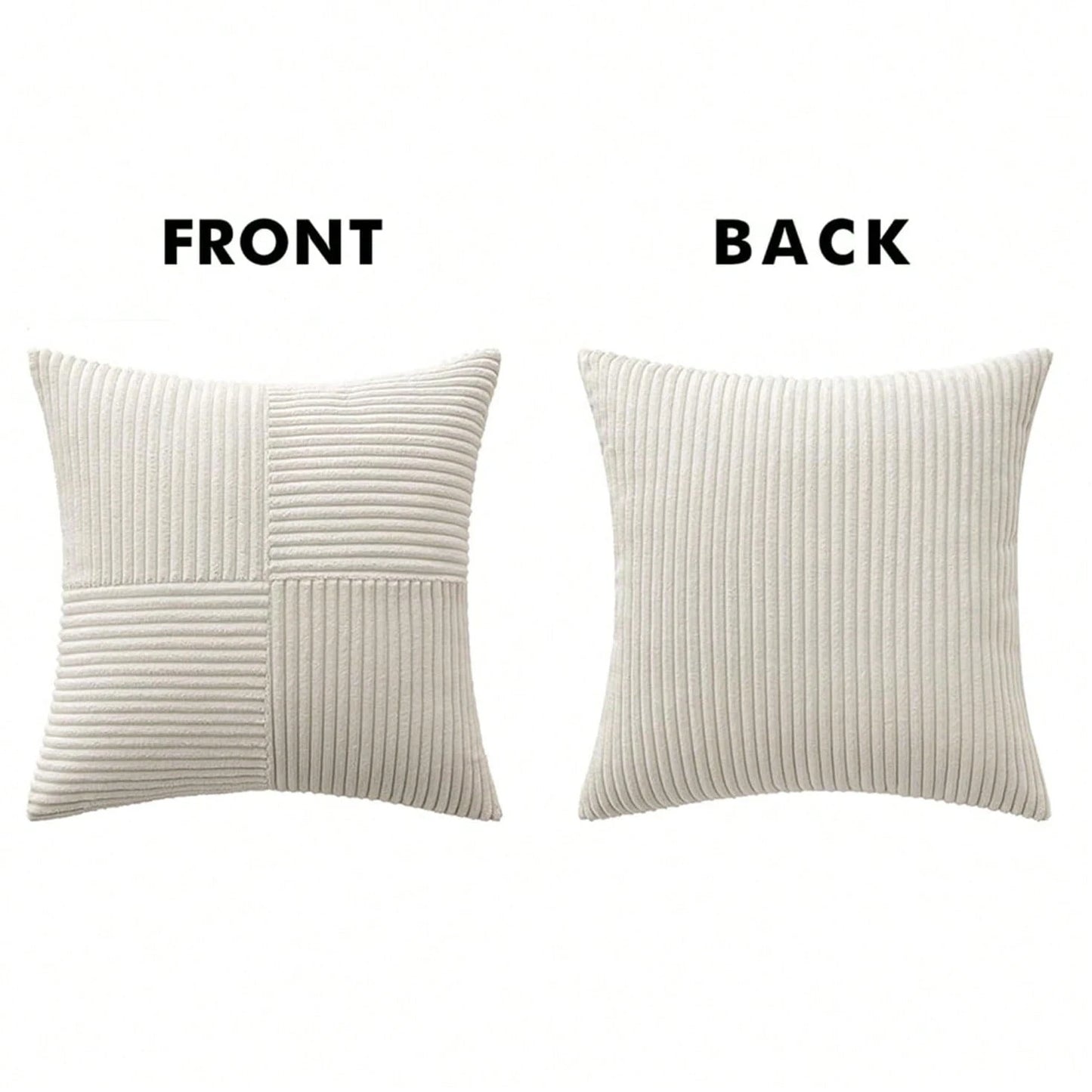 1/2pcs Cushion Cover, Christmas Beige Geometric Corduroy Striped Pattern, Bohemian Sofa Pillow, Decorative Throw Pillow Case, Sofa Cushion, Office, Living Room