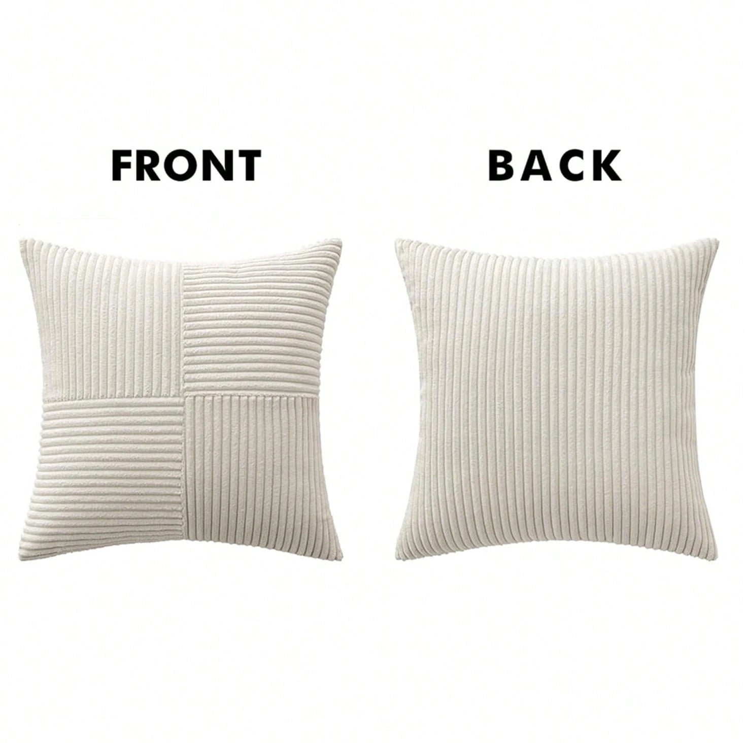 1/2pcs Cushion Cover, Christmas Beige Geometric Corduroy Striped Pattern, Bohemian Sofa Pillow, Decorative Throw Pillow Case, Sofa Cushion, Office, Living Room