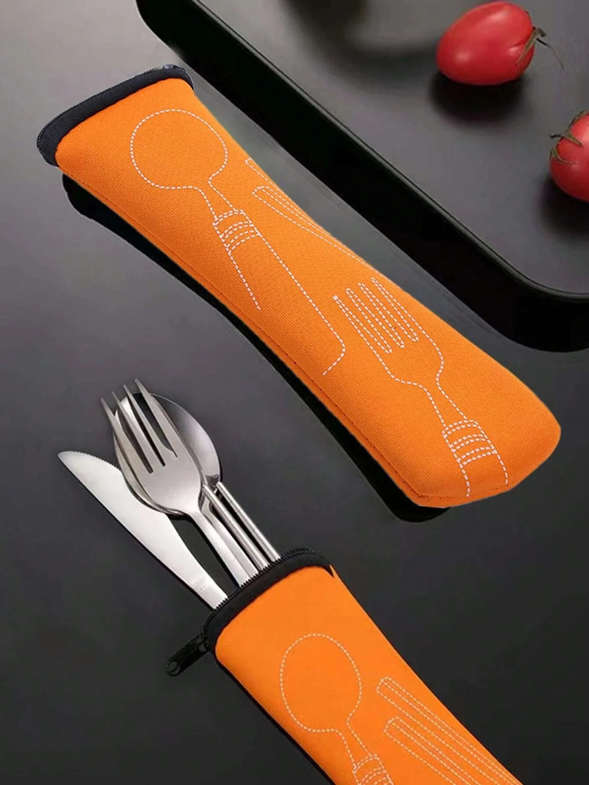 1/2pcs Cutlery Storage Bag, Zipper Cutlery Storage Bag Stainless Steel Spoon And Chopsticks Travel Portable Multicolor Bag, Reusable Flatware Storage Pocket, Perfect For Outdoor Travel Camping Office