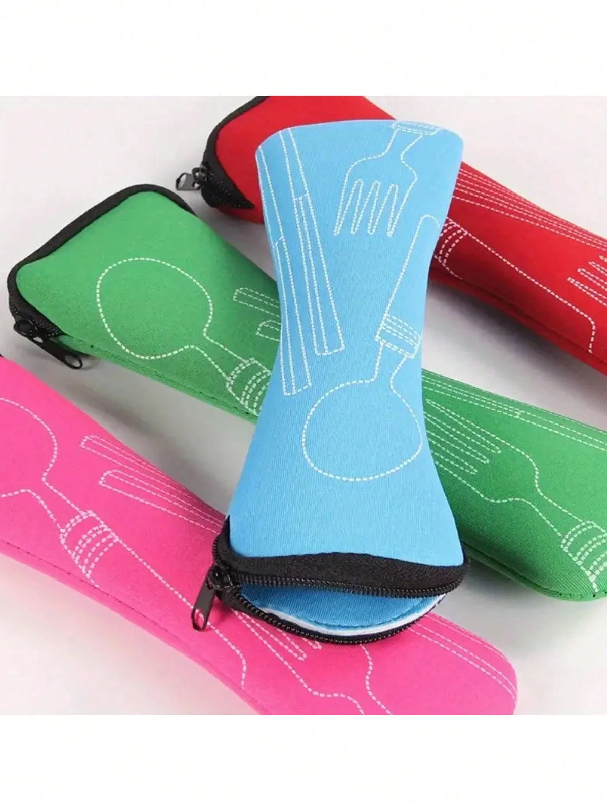 1/2pcs Cutlery Storage Bag, Zipper Cutlery Storage Bag Stainless Steel Spoon And Chopsticks Travel Portable Multicolor Bag, Reusable Flatware Storage Pocket, Perfect For Outdoor Travel Camping Office