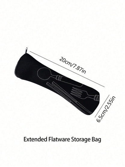 1/2pcs Cutlery Storage Bag, Zipper Cutlery Storage Bag Stainless Steel Spoon And Chopsticks Travel Portable Multicolor Bag, Reusable Flatware Storage Pocket, Perfect For Outdoor Travel Camping Office