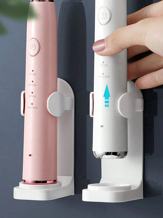 1/2pcs No-Drill Electric Toothbrush Holder, Bathroom Wall-Mounted Toothbrush Storage Rack, Home Bathroom Decor, Back To School Decoration, Suitable For 90% Of Electric Toothbrushes, Bathroom Gadget, B
