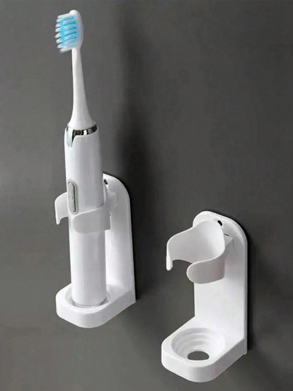 1/2pcs No-Drill Electric Toothbrush Holder, Bathroom Wall-Mounted Toothbrush Storage Rack, Home Bathroom Decor, Back To School Decoration, Suitable For 90% Of Electric Toothbrushes, Bathroom Gadget, B