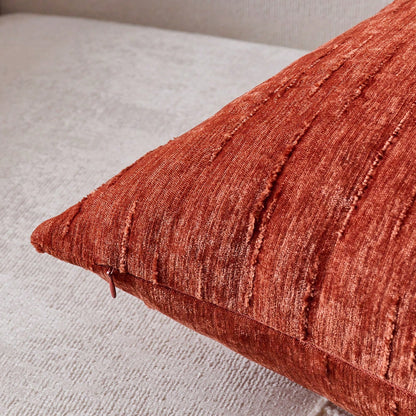 1/2pcs Rust Red Striped Retro Cushion Cover (Pillow Insert Not Included), 100% Polyester Woven Zipper Cushion Cover, Machine Washable, Geometric Pattern Decorative Pillow Case, Suitable For Sofa, Bed