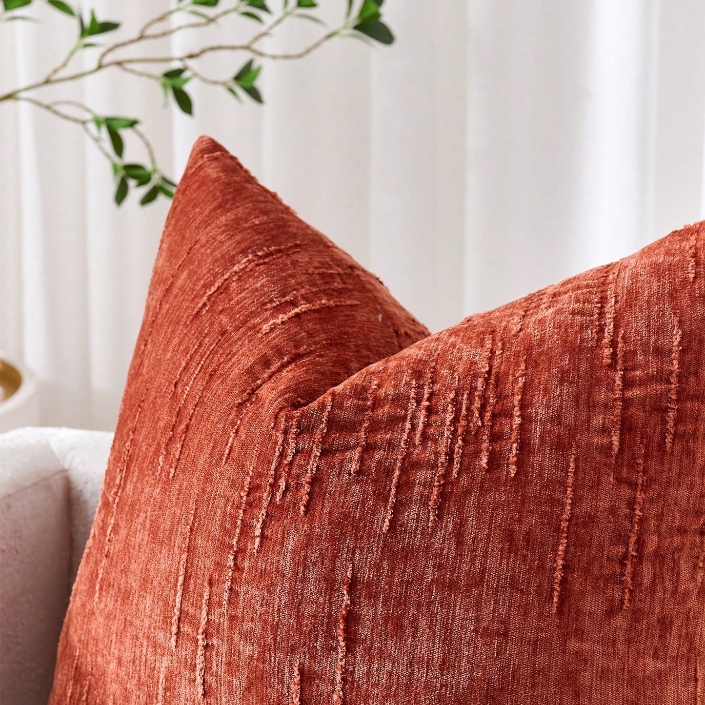 1/2pcs Rust Red Striped Retro Cushion Cover (Pillow Insert Not Included), 100% Polyester Woven Zipper Cushion Cover, Machine Washable, Geometric Pattern Decorative Pillow Case, Suitable For Sofa, Bed