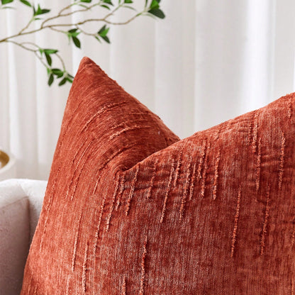 1/2pcs Rust Red Striped Retro Cushion Cover (Pillow Insert Not Included), 100% Polyester Woven Zipper Cushion Cover, Machine Washable, Geometric Pattern Decorative Pillow Case, Suitable For Sofa, Bed