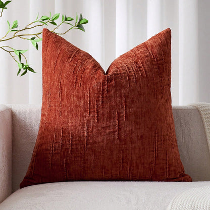 1/2pcs Rust Red Striped Retro Cushion Cover (Pillow Insert Not Included), 100% Polyester Woven Zipper Cushion Cover, Machine Washable, Geometric Pattern Decorative Pillow Case, Suitable For Sofa, Bed