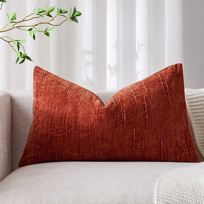 1/2pcs Rust Red Striped Retro Cushion Cover (Pillow Insert Not Included), 100% Polyester Woven Zipper Cushion Cover, Machine Washable, Geometric Pattern Decorative Pillow Case, Suitable For Sofa, Bed