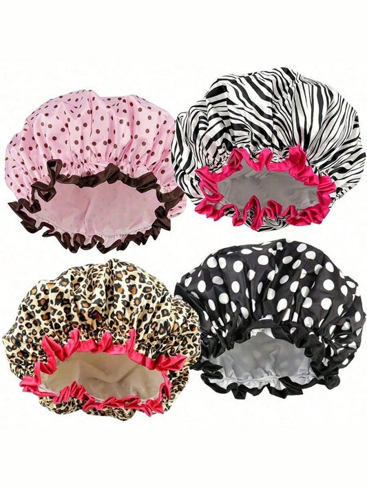 1/2pcs Women's Reusable Waterproof Elastic Shower Cap, Suitable For Long Hair, Home Bathroom Decor, Autumn, Back To School Season