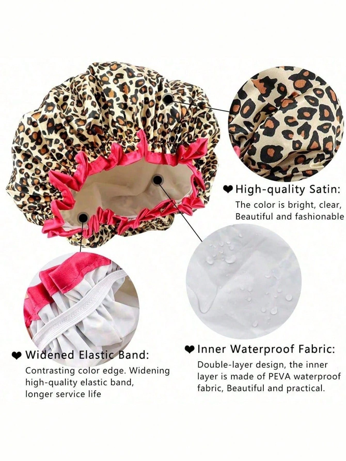 1/2pcs Women's Reusable Waterproof Elastic Shower Cap, Suitable For Long Hair, Home Bathroom Decor, Autumn, Back To School Season