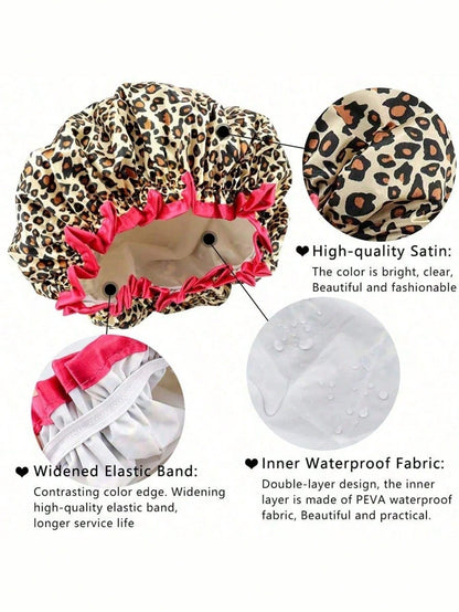 1/2pcs Women's Reusable Waterproof Elastic Shower Cap, Suitable For Long Hair, Home Bathroom Decor, Autumn, Back To School Season