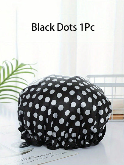 1/2pcs Women's Reusable Waterproof Elastic Shower Cap, Suitable For Long Hair, Home Bathroom Decor, Autumn, Back To School Season