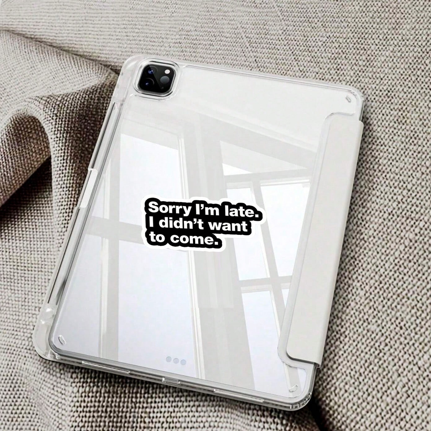 1/3/5Pcs"Sorry I'm Late. I Didn't Want To Come." 3 Inch Vinyl Sticker, Introvert Honesty Quote Decal, Waterproof Die Cut; For Laptop, Water Bottle, Tumbler, Phone Case, Tablet, Notebook, Planner, Jour