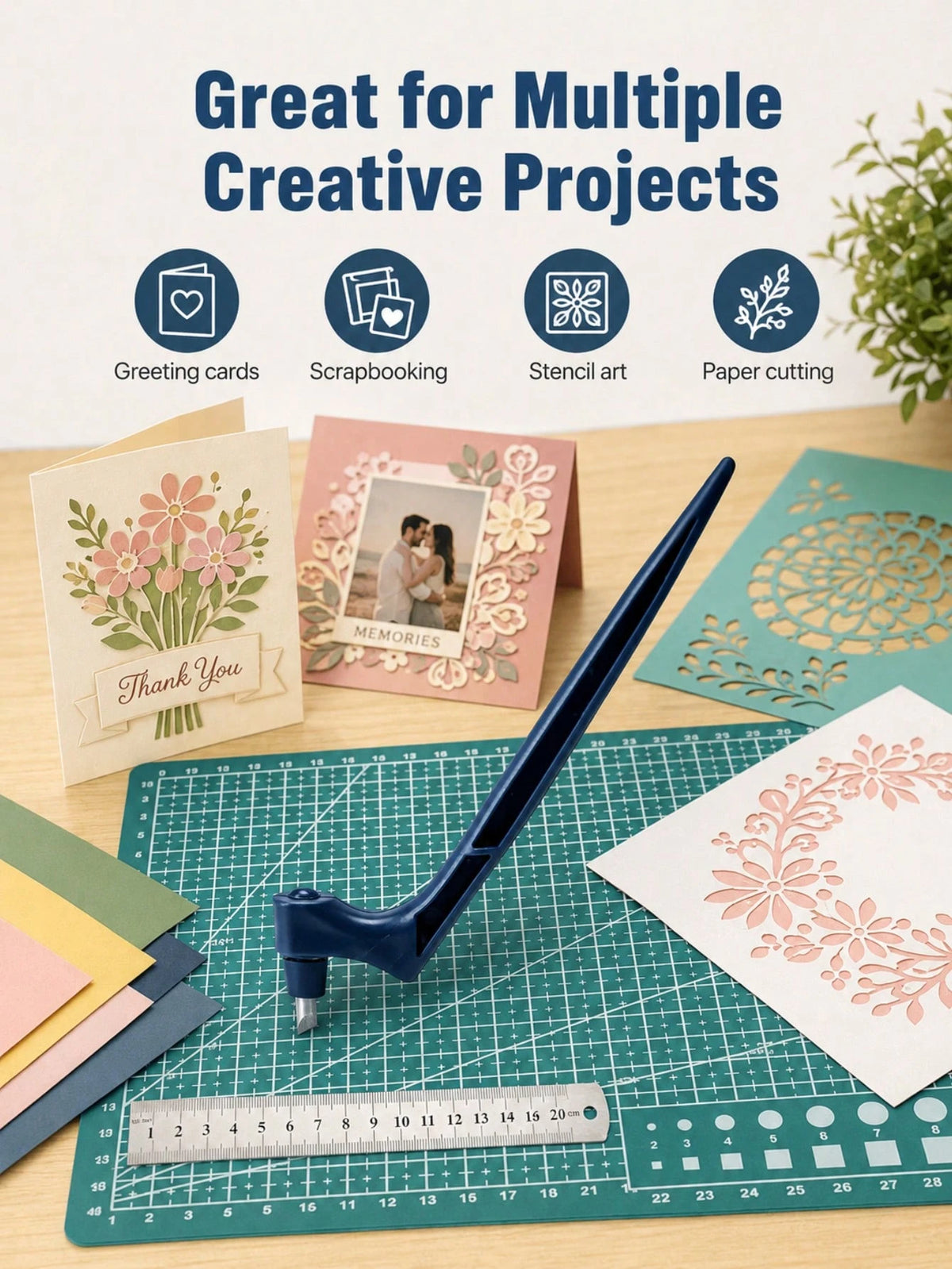 1/3PCS Paper Craft Cutting Tools, 360-Degree Rotating Blade, Stainless Steel Craft Knife, Utility Knife, And Art Cutting Tools, Suitable For Templates, Vinyl, And Scrapbooks.