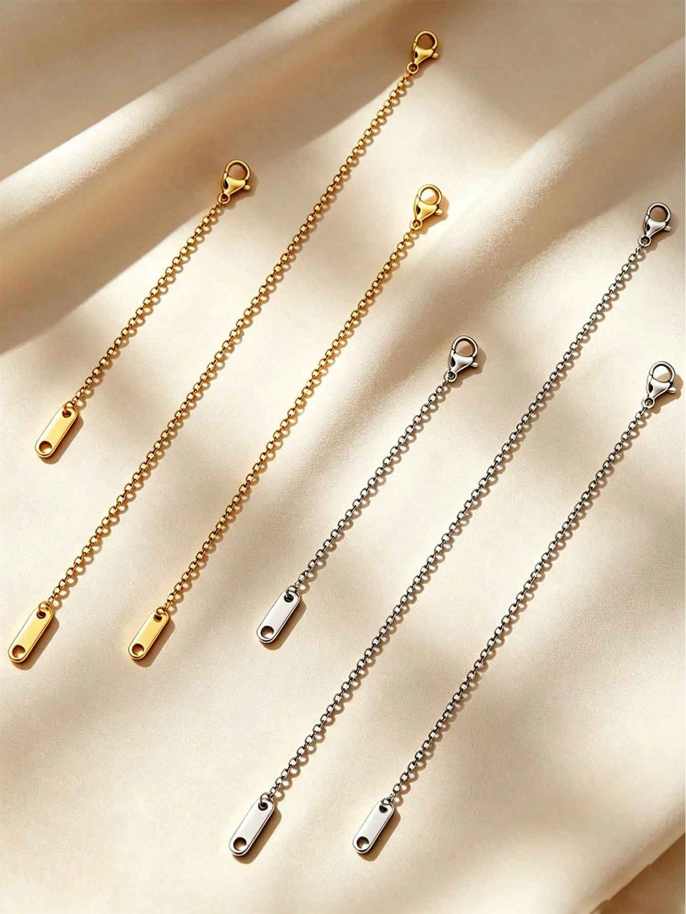 1/3pcs Stainless Steel 18K Gold Plated Necklace Extender Chain (304 Stainless Steel), Suitable For Necklaces, Bracelets, Anklets And Other DIY Jewelry