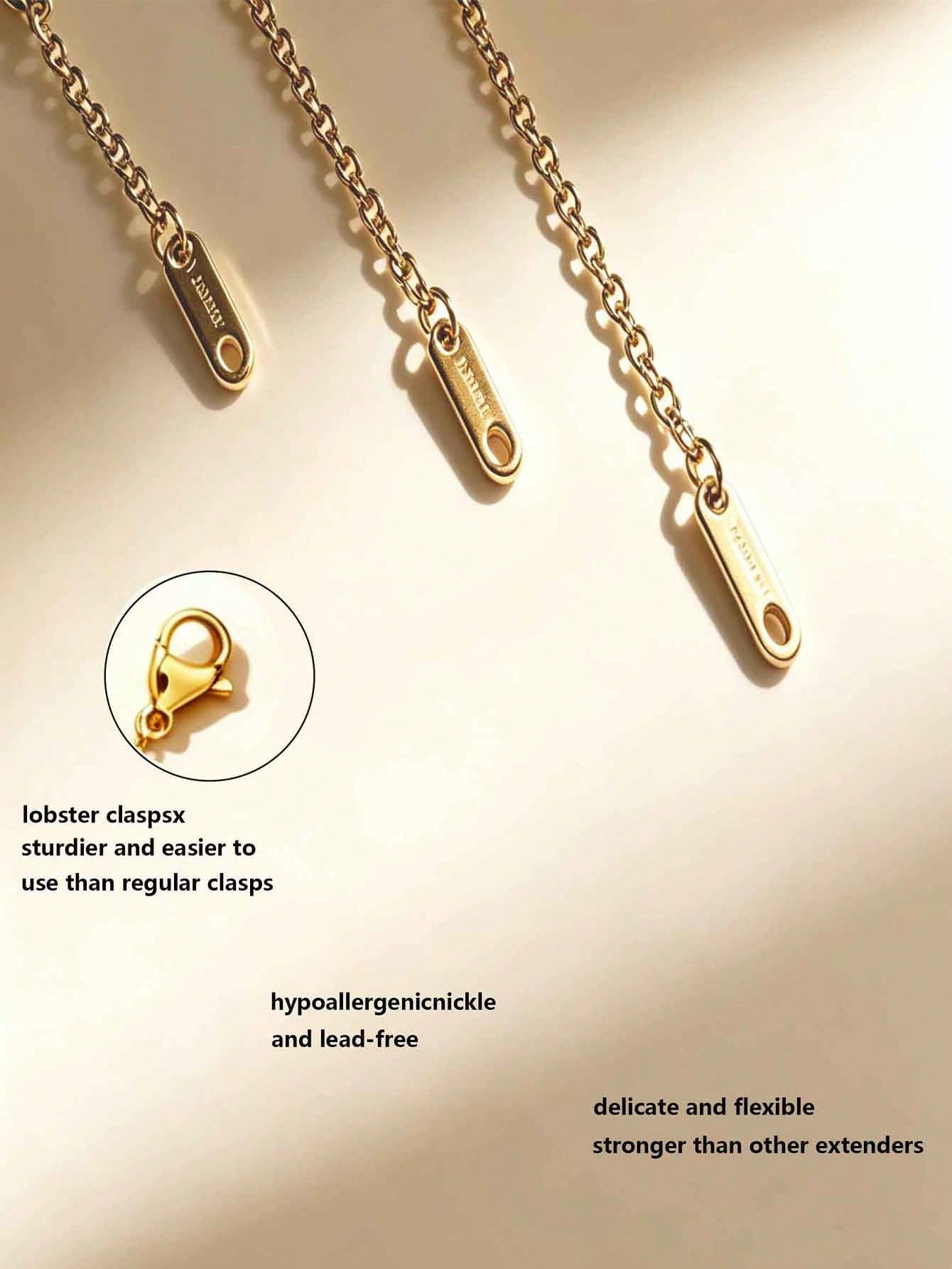 1/3pcs Stainless Steel 18K Gold Plated Necklace Extender Chain (304 Stainless Steel), Suitable For Necklaces, Bracelets, Anklets And Other DIY Jewelry