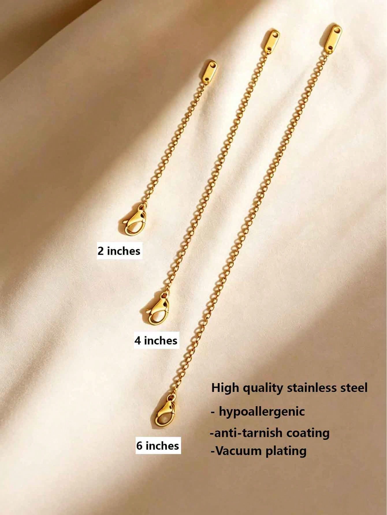 1/3pcs Stainless Steel 18K Gold Plated Necklace Extender Chain (304 Stainless Steel), Suitable For Necklaces, Bracelets, Anklets And Other DIY Jewelry
