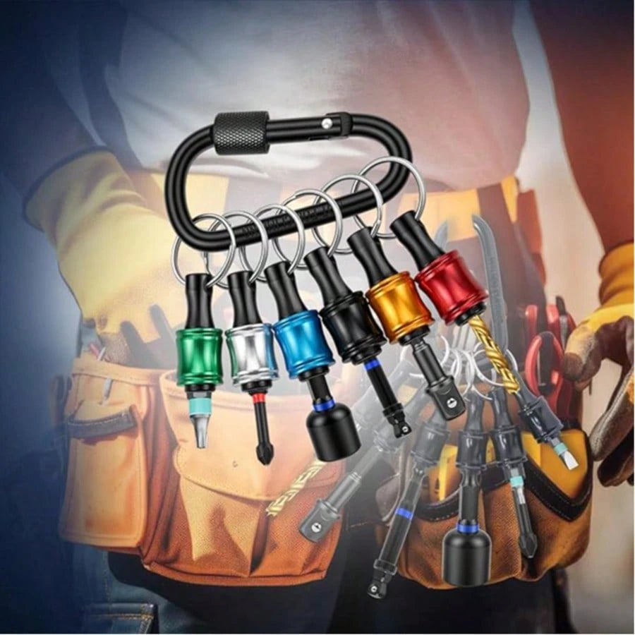1/4" Drill Bit Holder Keychain 6-Piece, 1/4-Inch (Approx. 0.6 Cm) Hex Shank Bit Holder For Nut Drivers, Screwdrivers And Drill Bits, With Keychain Carabiner