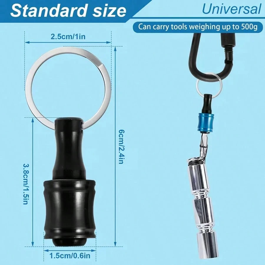 1/4" Drill Bit Holder Keychain 6-Piece, 1/4-Inch (Approx. 0.6 Cm) Hex Shank Bit Holder For Nut Drivers, Screwdrivers And Drill Bits, With Keychain Carabiner