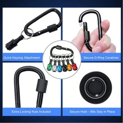 1/4" Drill Bit Holder Keychain 6-Piece, 1/4-Inch (Approx. 0.6 Cm) Hex Shank Bit Holder For Nut Drivers, Screwdrivers And Drill Bits, With Keychain Carabiner
