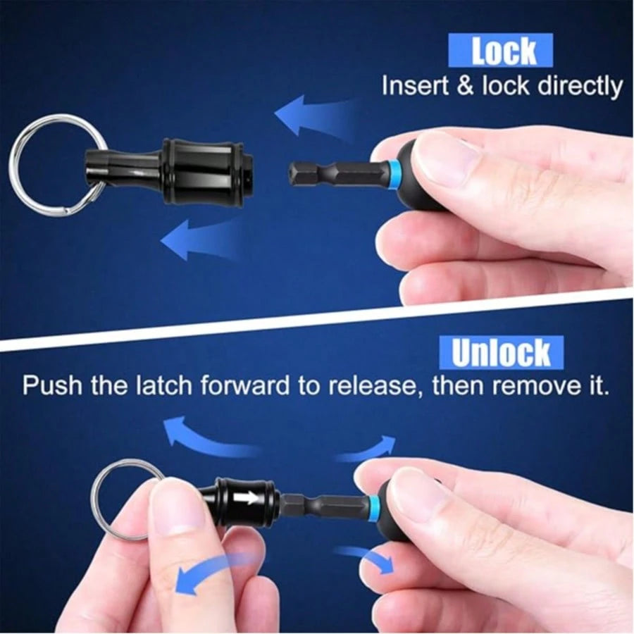 1/4" Drill Bit Holder Keychain 6-Piece, 1/4-Inch (Approx. 0.6 Cm) Hex Shank Bit Holder For Nut Drivers, Screwdrivers And Drill Bits, With Keychain Carabiner