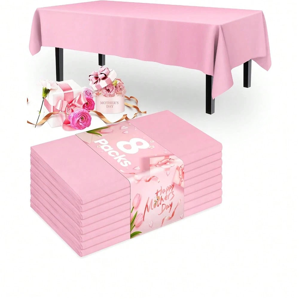 1/5/8pcs- Plastic Tablecloth, Suitable For Rectangular Tables, Light Green Disposable Tablecloth, Waterproof Sage Green Tablecloth, Suitable For Birthday, Bridal Wedding, Baby Shower Decoration, Back