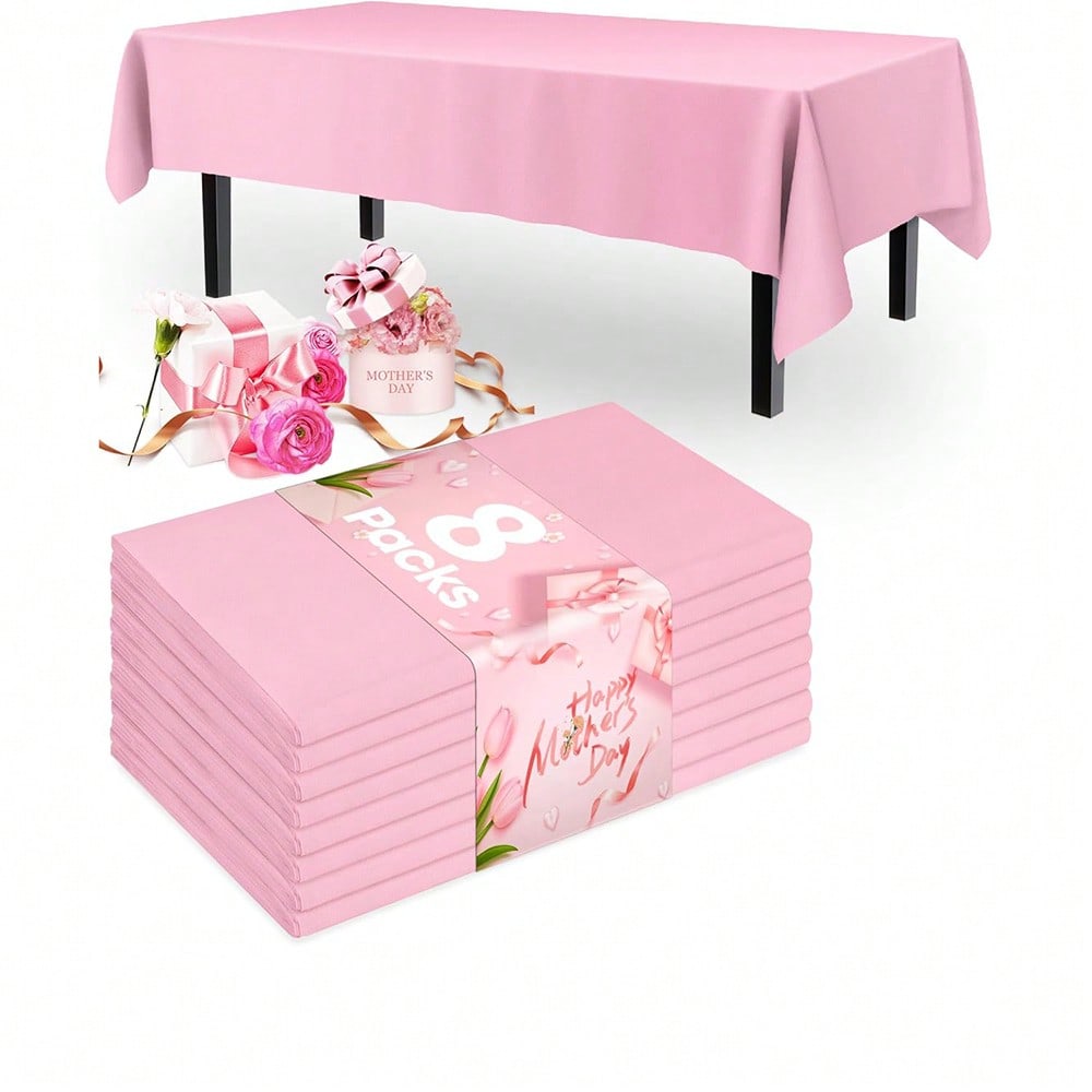 1/5/8pcs- Plastic Tablecloth, Suitable For Rectangular Tables, Light Green Disposable Tablecloth, Waterproof Sage Green Tablecloth, Suitable For Birthday, Bridal Wedding, Baby Shower Decoration, Back