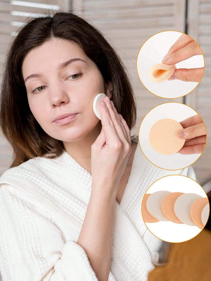 1/6/12pcs Round Makeup Sponges, Approx. 9cm Diameter, Facial Makeup Sponge Pads, Suitable For Liquid Concealer, Dual Use Wet And Dry
