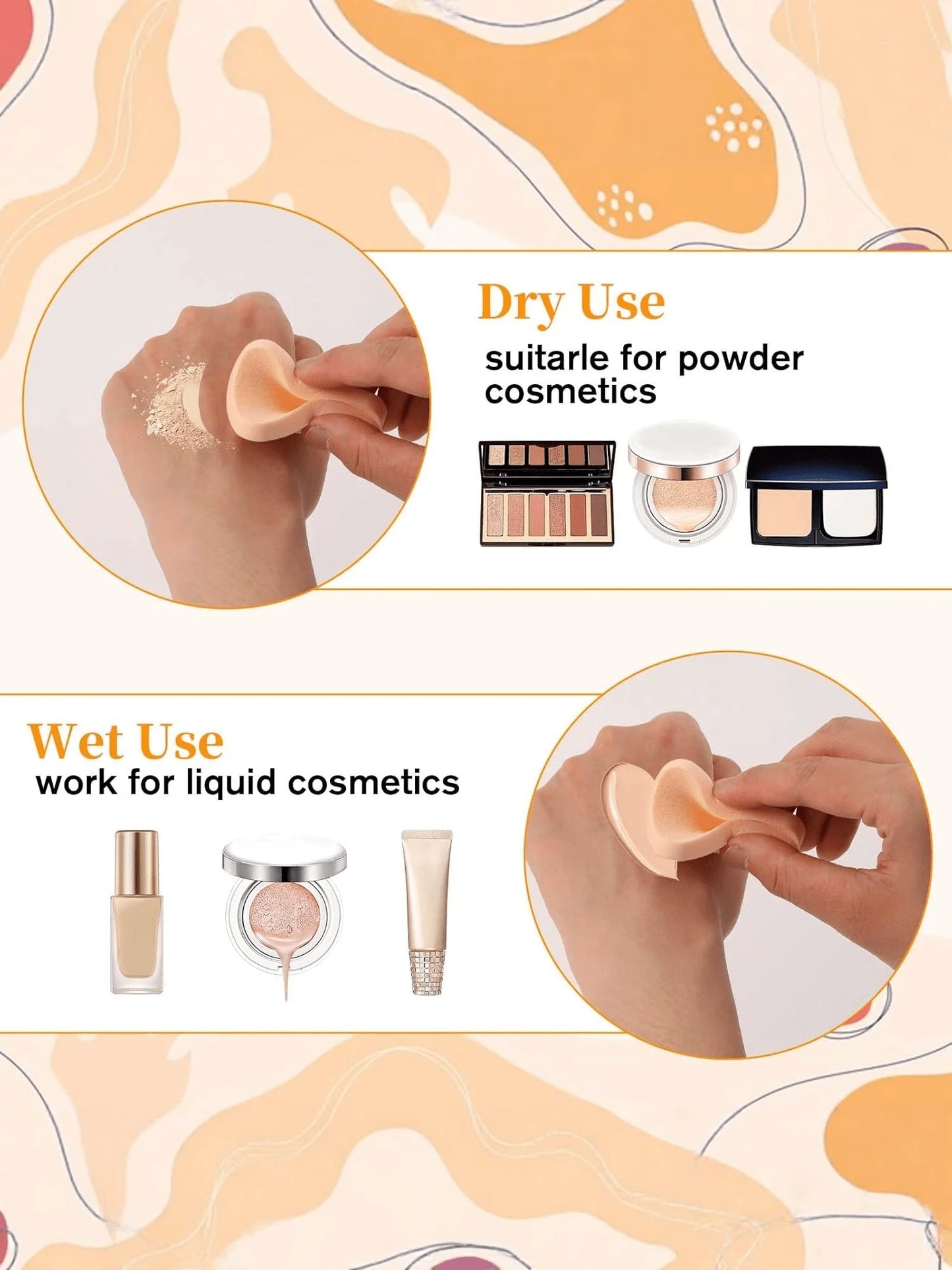 1/6/12pcs Round Makeup Sponges, Approx. 9cm Diameter, Facial Makeup Sponge Pads, Suitable For Liquid Concealer, Dual Use Wet And Dry