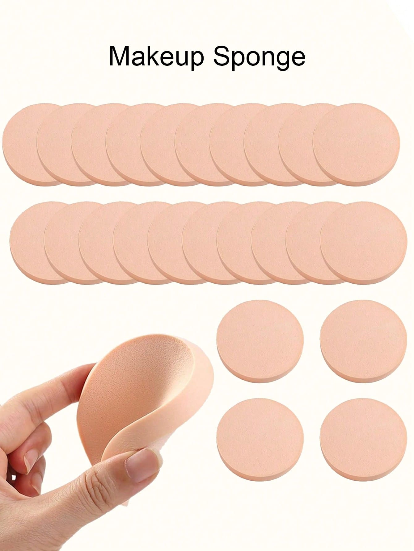 1/6/12pcs Round Makeup Sponges, Approx. 9cm Diameter, Facial Makeup Sponge Pads, Suitable For Liquid Concealer, Dual Use Wet And Dry