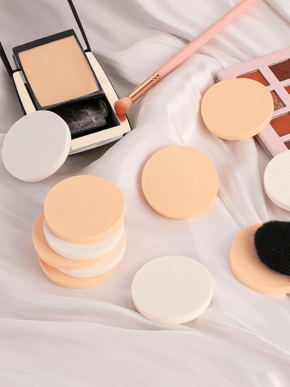 1/6/12pcs Round Makeup Sponges, Approx. 9cm Diameter, Facial Makeup Sponge Pads, Suitable For Liquid Concealer, Dual Use Wet And Dry