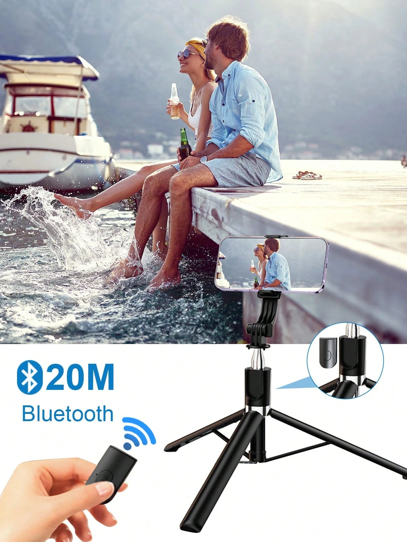 1.7m/70cm Wireless Bluetooth Selfie Stick Tripod With LED Fill Light And Wireless Remote Control; Includes 360° Rotatable Phone Holder, Compatible With Android Smartphones- Perfect For Travel, Selfie