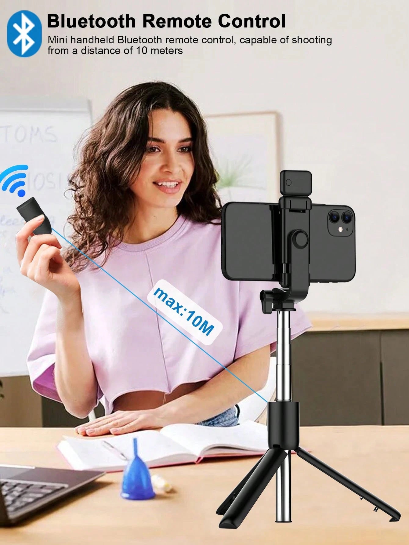 1.7m/70cm Wireless Bluetooth Selfie Stick Tripod With LED Fill Light And Wireless Remote Control; Includes 360° Rotatable Phone Holder, Compatible With Android Smartphones- Perfect For Travel, Selfie
