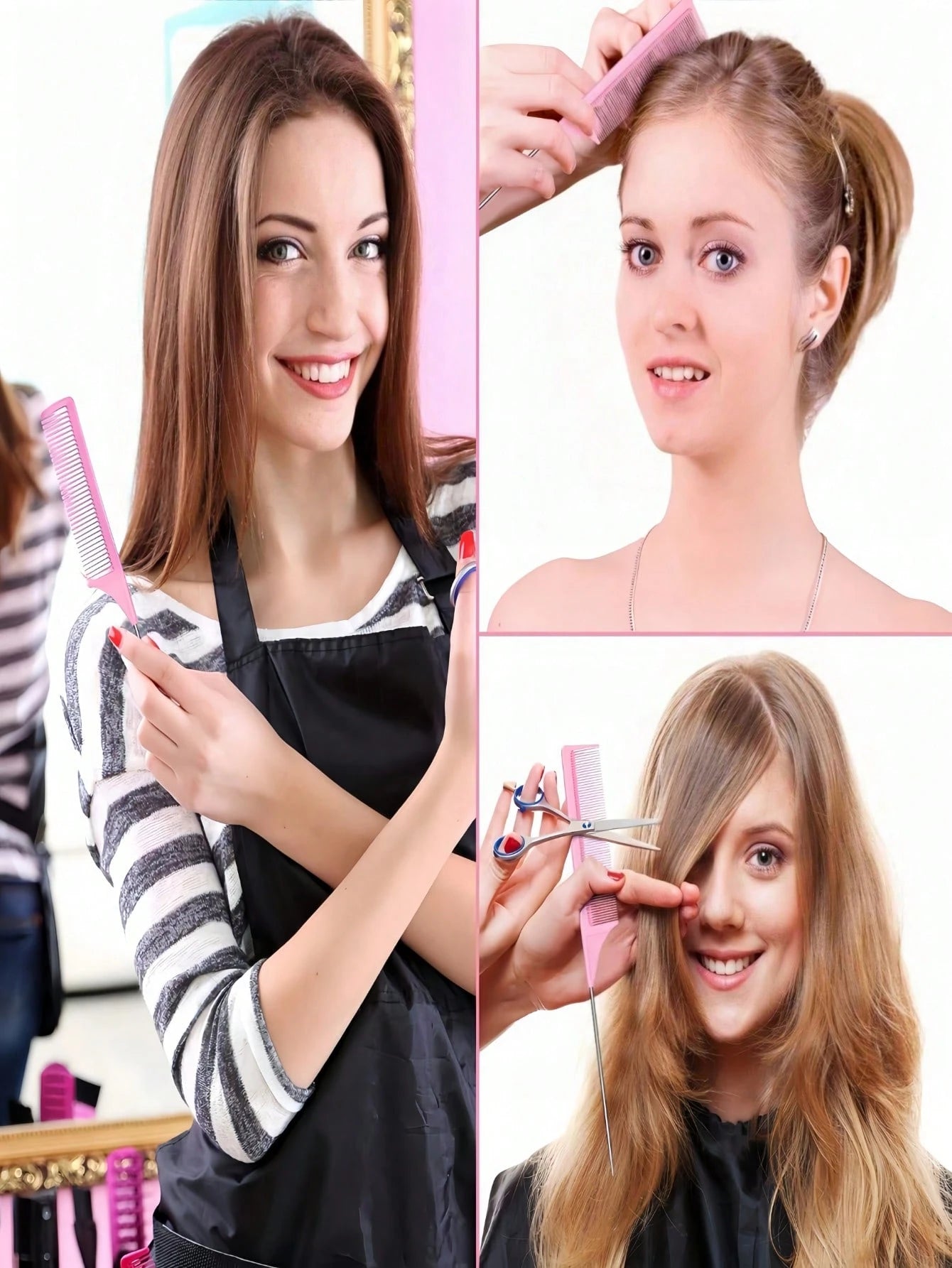 1-8PCS Rat Tail Comb Pointed Tip With Hook For Hair Parting Dyeing Highlighting Teasing Heat Resistant For Women Girls Barber Salon Beauty Travel Essential Back To School Holiday Hair Accessory Comb H