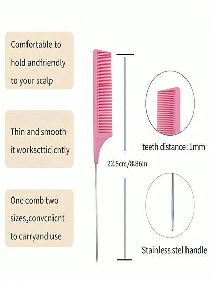 1-8PCS Rat Tail Comb Pointed Tip With Hook For Hair Parting Dyeing Highlighting Teasing Heat Resistant For Women Girls Barber Salon Beauty Travel Essential Back To School Holiday Hair Accessory Comb H