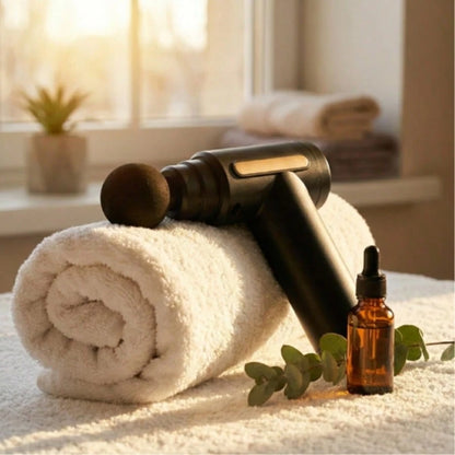 1 LED Massage Gun, Deep Tissue Muscle Handheld Percussion Massager, Easy To Control, Relieves Back And Neck Pain, Professional Massage Intensity, 6-Speed Adjustable Settings, 4 Professional Massage He