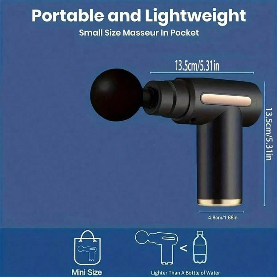 1 LED Massage Gun, Deep Tissue Muscle Handheld Percussion Massager, Easy To Control, Relieves Back And Neck Pain, Professional Massage Intensity, 6-Speed Adjustable Settings, 4 Professional Massage He