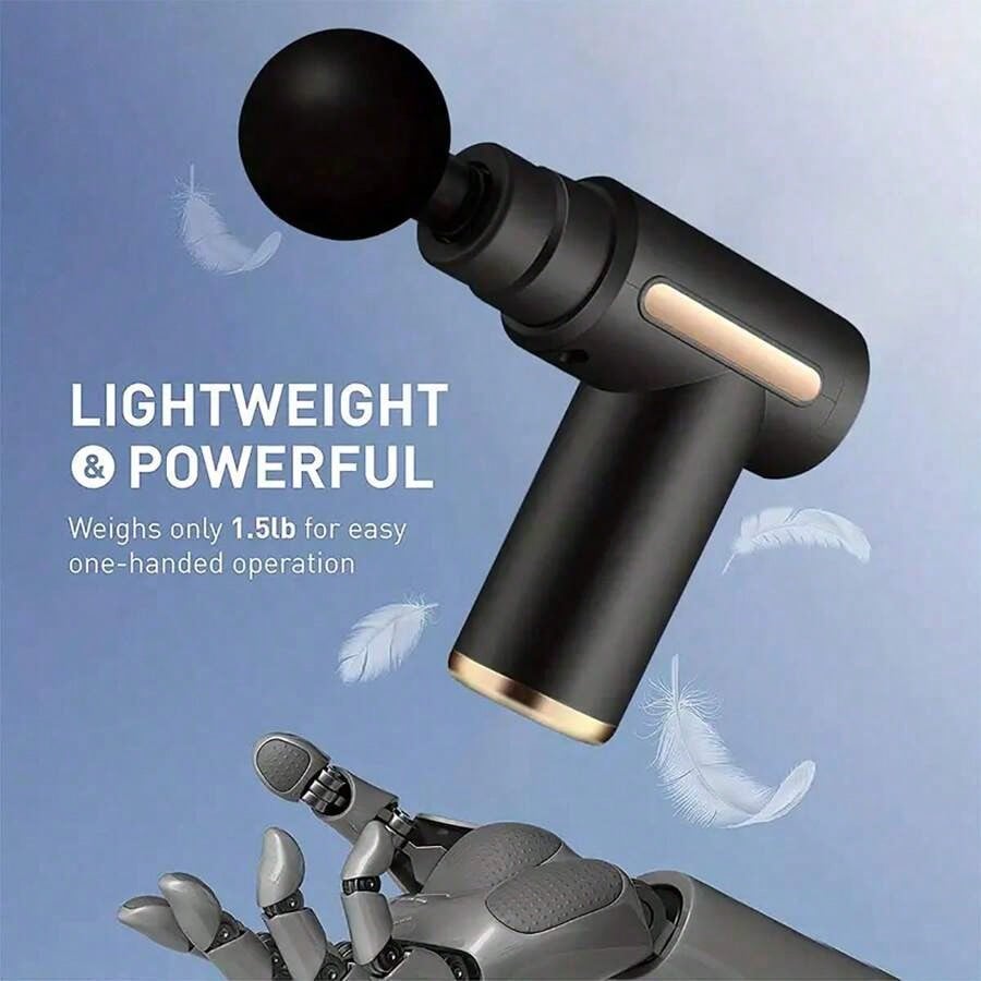 1 LED Massage Gun, Deep Tissue Muscle Handheld Percussion Massager, Easy To Control, Relieves Back And Neck Pain, Professional Massage Intensity, 6-Speed Adjustable Settings, 4 Professional Massage He