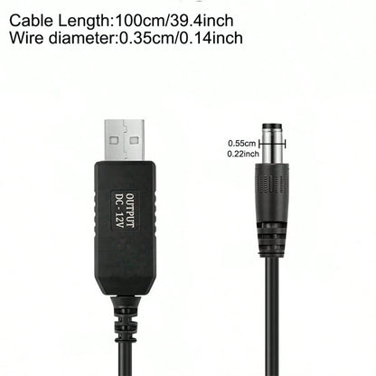1 Meter 5V USB To 12V DC Male Boost Cable USB Wireless Network Power Cord 12V Adapter Router Optical Modem Power-Off Continuous Network Boost Line
