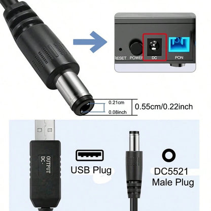1 Meter 5V USB To 12V DC Male Boost Cable USB Wireless Network Power Cord 12V Adapter Router Optical Modem Power-Off Continuous Network Boost Line