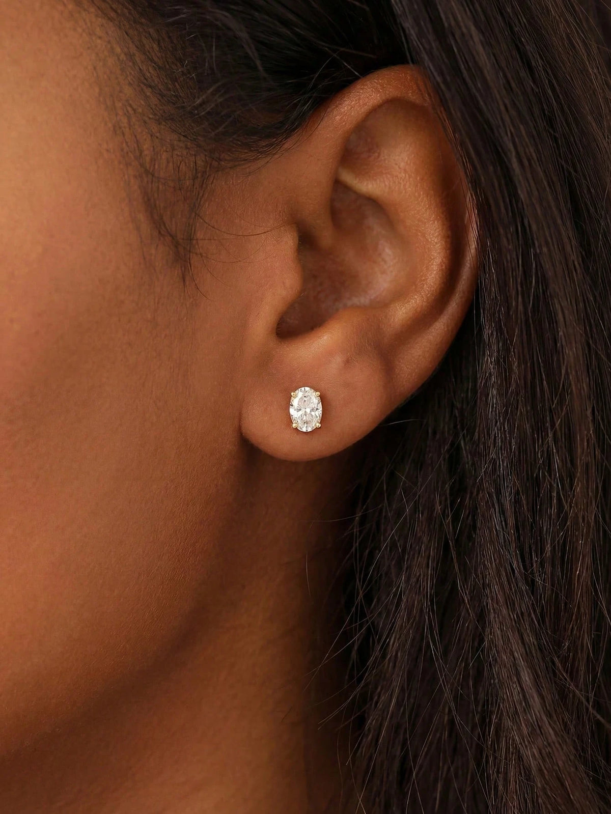 1 Pair 0.5-2 Carat Oval 4-Prong Diamond 925 Sterling Silver Elegant Romantic Earrings, High Quality Birthday/Anniversary Gift For Girlfriend