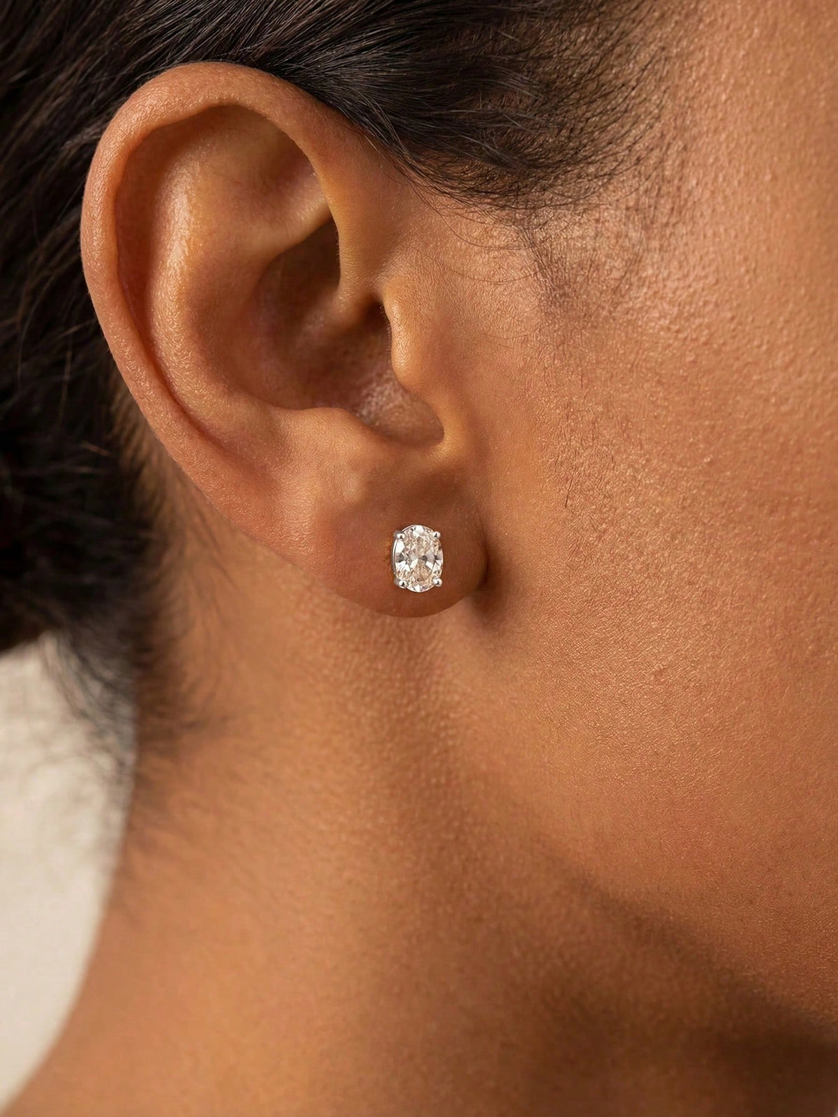 1 Pair 0.5-2 Carat Oval 4-Prong Diamond 925 Sterling Silver Elegant Romantic Earrings, High Quality Birthday/Anniversary Gift For Girlfriend
