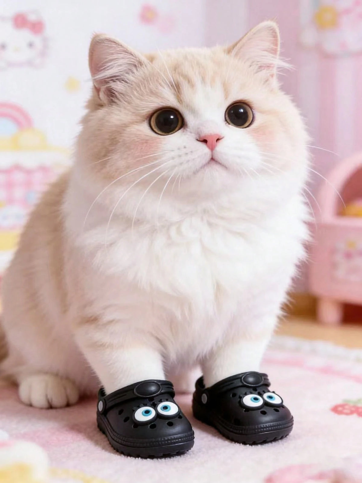 1 Pair All-Season Cat & Dog Perforated Sandals, EVA Lightweight Waterproof Pet Foot Covers, Anti-Scratch Wear-Resistant, Happy Pet Cat & Dog Accessories Shoes