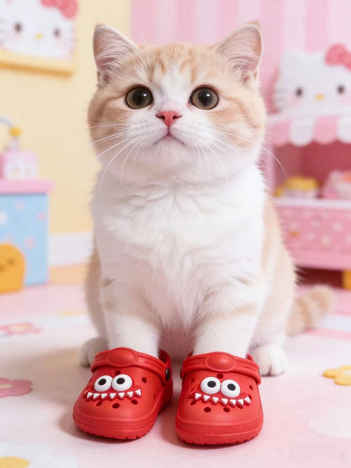 1 Pair All-Season Cat & Dog Perforated Sandals, EVA Lightweight Waterproof Pet Foot Covers, Anti-Scratch Wear-Resistant, Happy Pet Cat & Dog Accessories Shoes