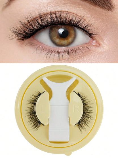 1 Pair/Box Natural Magnetic False Eyelashes With Applicator Clip, Easy To Wear Magnetic Short Lashes With Extended Ends, For Women's Daily Makeup