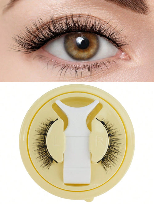 1 Pair/Box Natural Magnetic False Eyelashes With Applicator Clip, Easy To Wear Magnetic Short Lashes With Extended Ends, For Women's Daily Makeup