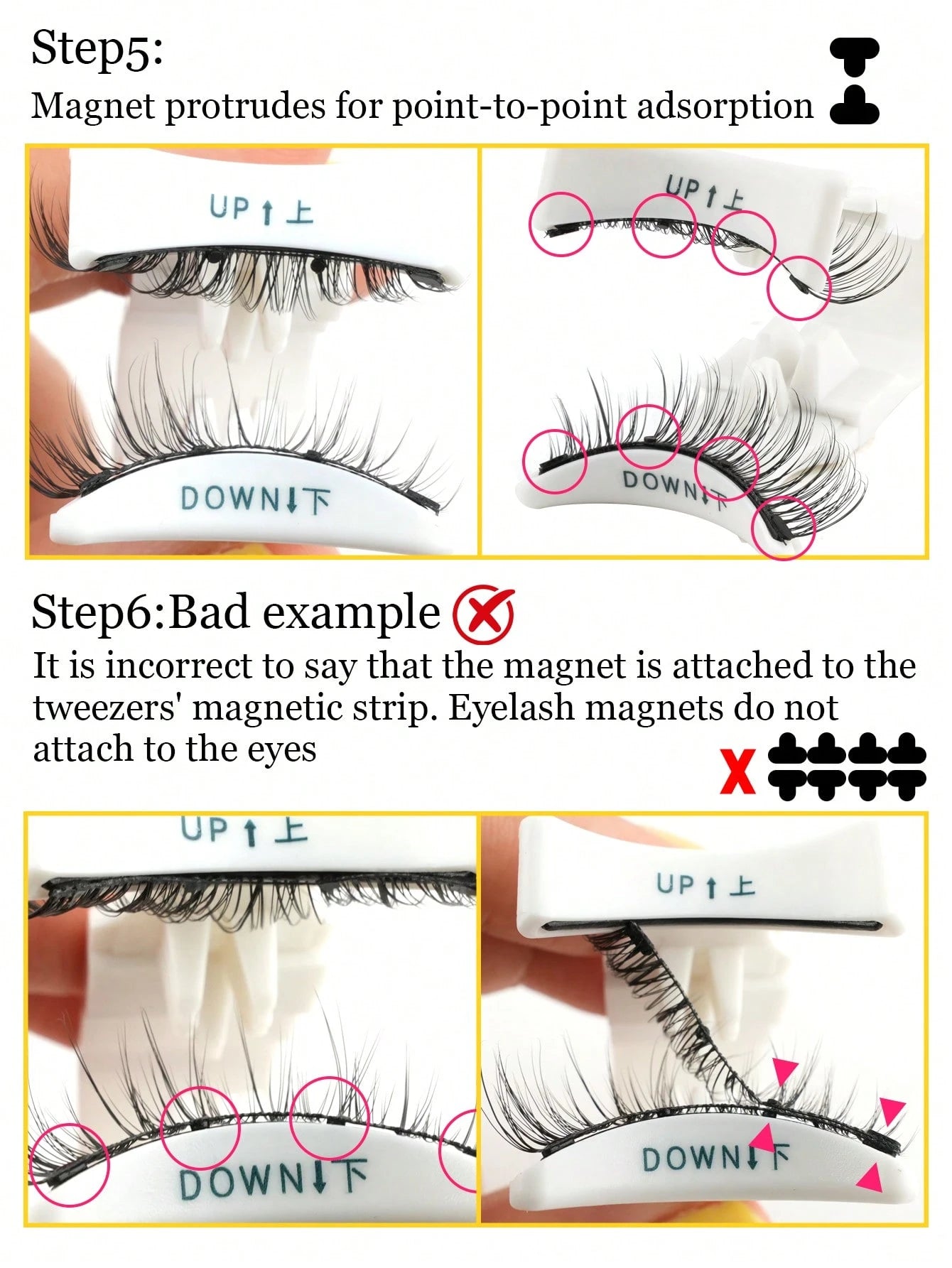 1 Pair/Box Natural Magnetic False Eyelashes With Applicator Clip, Easy To Wear Magnetic Short Lashes With Extended Ends, For Women's Daily Makeup
