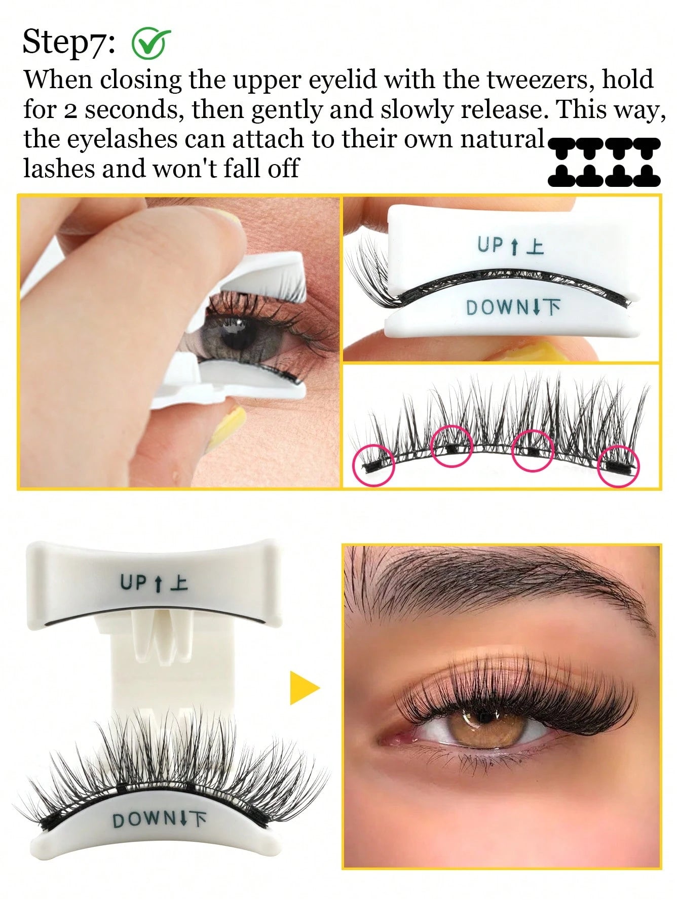 1 Pair/Box Natural Magnetic False Eyelashes With Applicator Clip, Easy To Wear Magnetic Short Lashes With Extended Ends, For Women's Daily Makeup