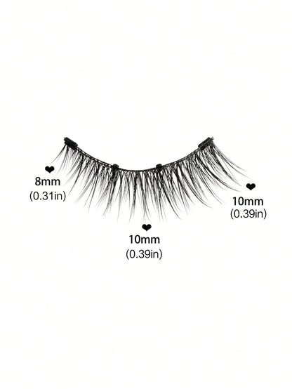 1 Pair/Box Natural Magnetic False Eyelashes With Applicator Clip, Easy To Wear Magnetic Short Lashes With Extended Ends, For Women's Daily Makeup