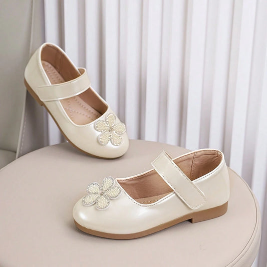 1 Pair Girls' 2026 Spring Floral Princess Shoes, Leather Shoes, Student Shoes, Rubber Sole, Fashionable Comfortable Soft Bottom Princess Shoes For Girls, Suitable For Weddings, Parties And Stage Perfo